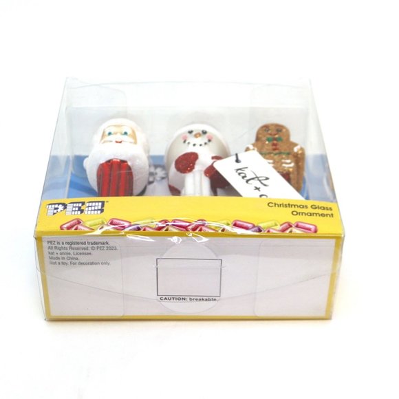 Kat + Annie SANTA CLAUS SNOWMAN GINGERBREAD PEZ Christmas Ornament NIP Set of 3 - Picture 6 of 7